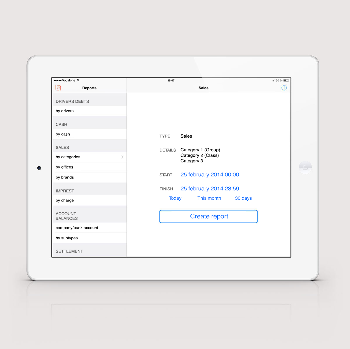 Sales Report Parameters