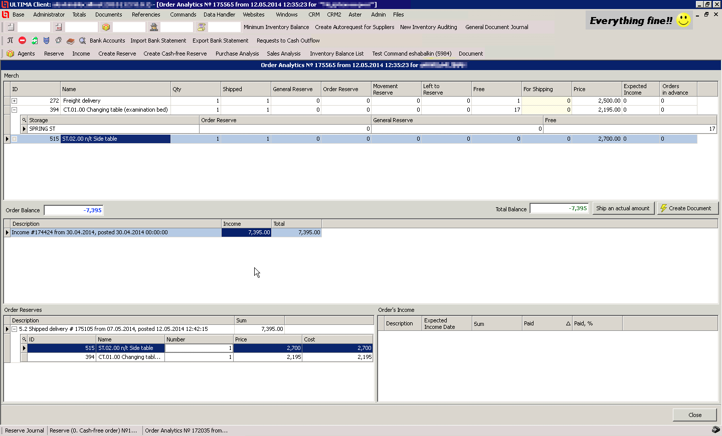 Analysis of a Client's Order